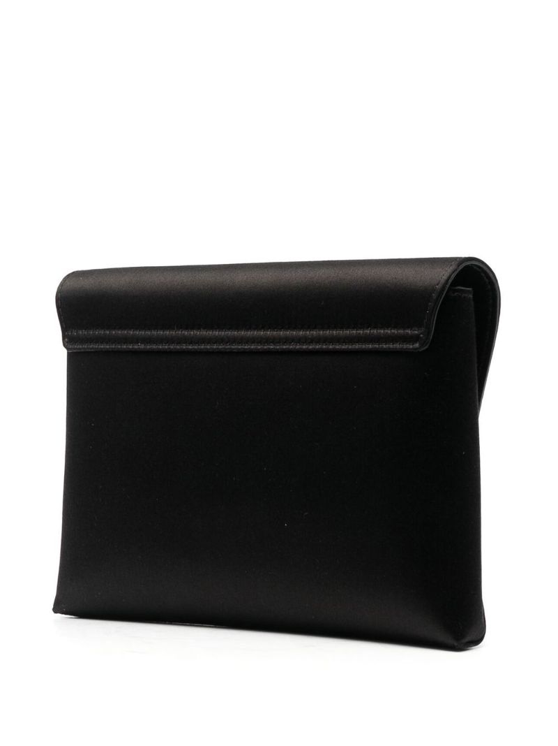 Black Crystal La Medusa Satin Clutch Bag