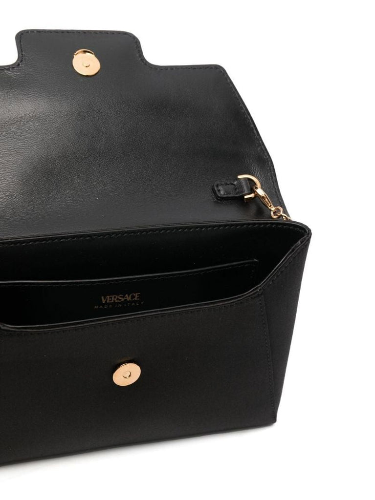 Black Crystal La Medusa Satin Clutch Bag