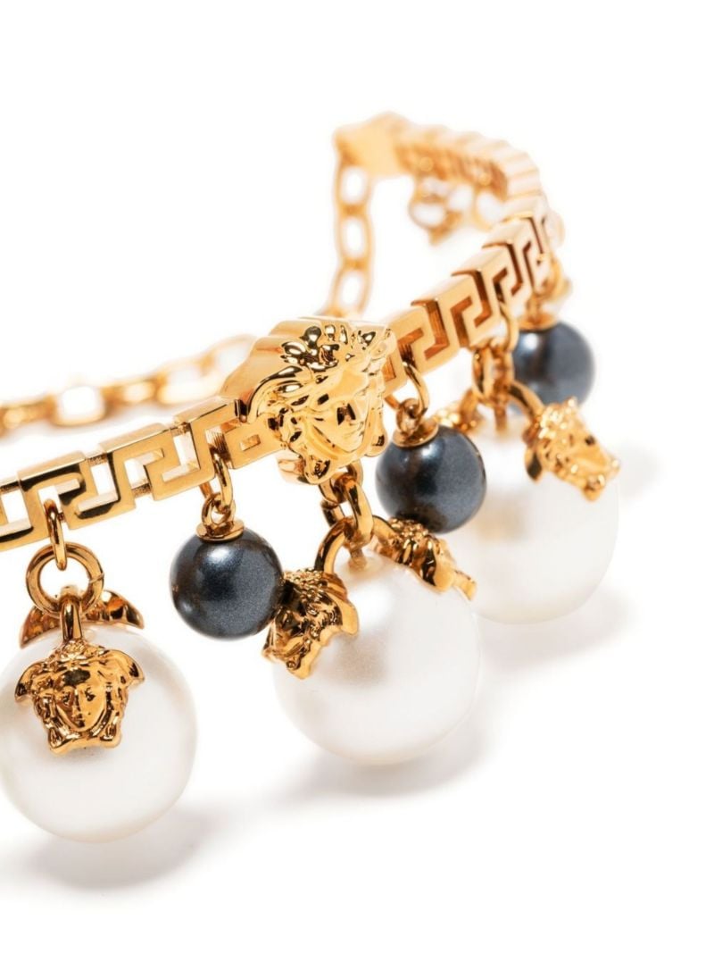 Gold-tone Medusa Faux Pearl Choker Necklace