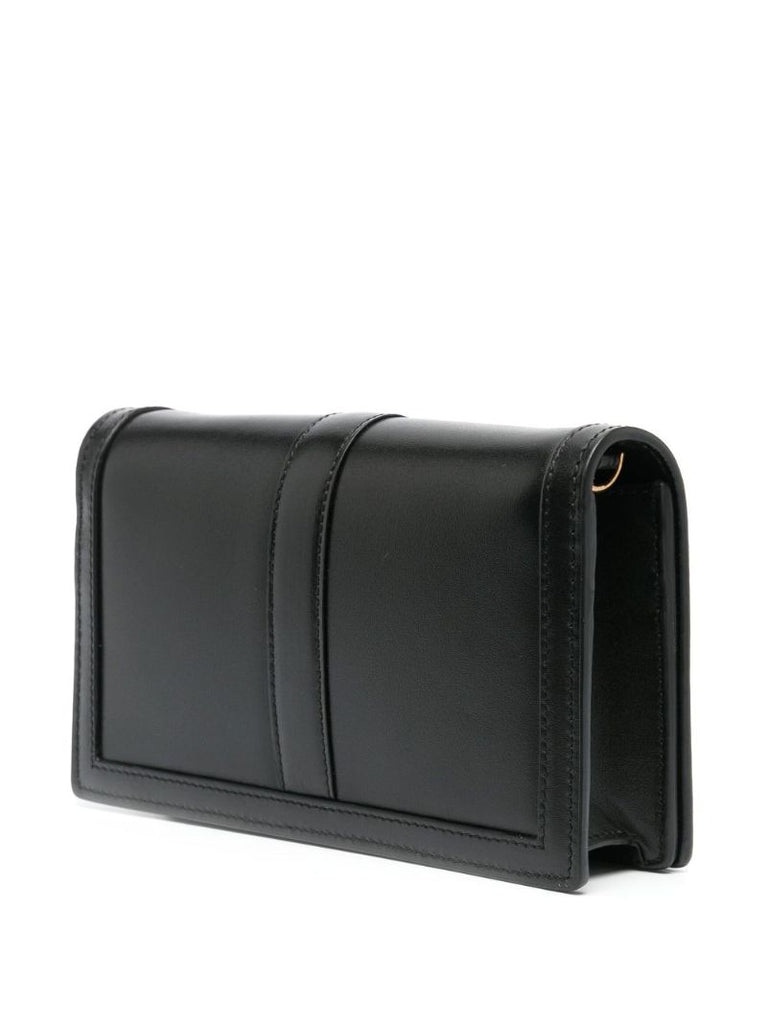 Black Greca Goddess Mini Leather Shoulder Bag