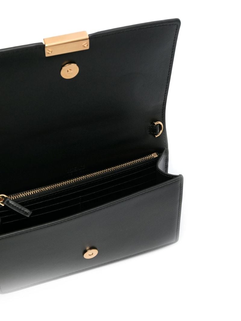 Black Greca Goddess Mini Leather Shoulder Bag