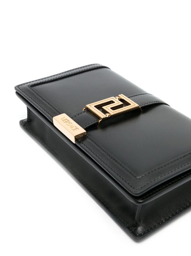 Black Greca Goddess Mini Leather Shoulder Bag