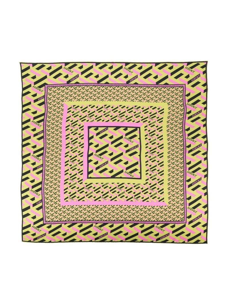 Green La Greca Silk Scarf