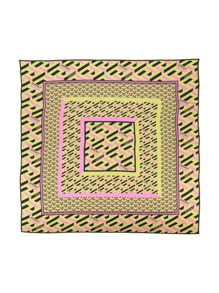 Green La Greca Silk Scarf