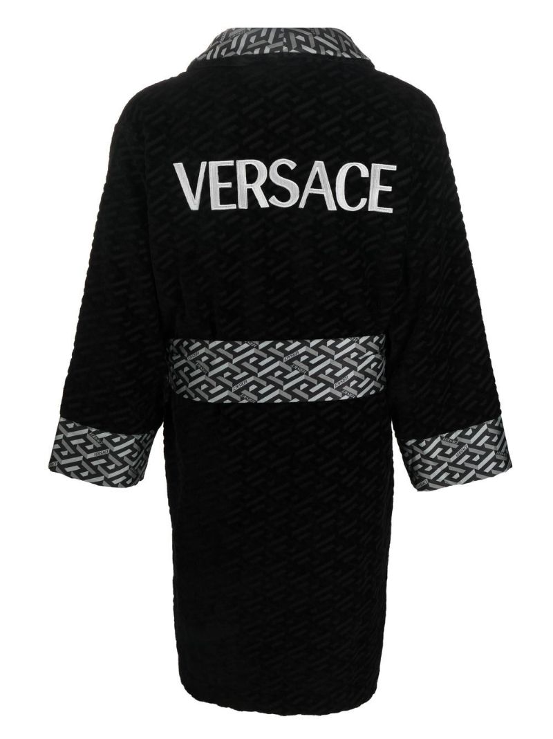 Black La Greca Cotton Robe