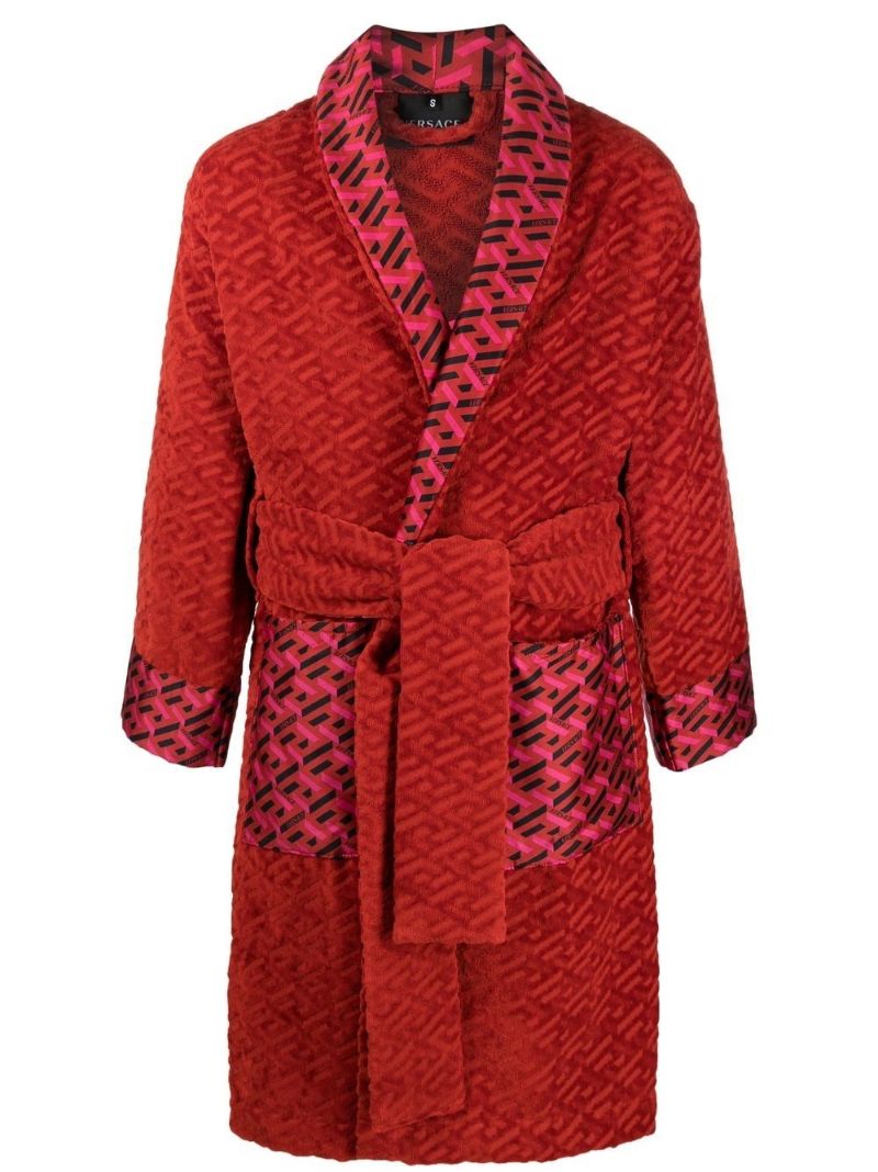 Red Greca Print Robe