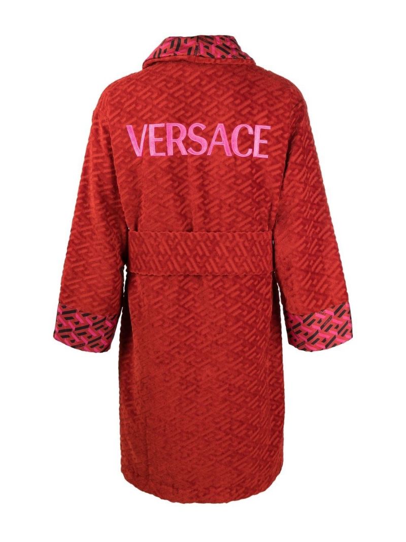 Red Greca Print Robe