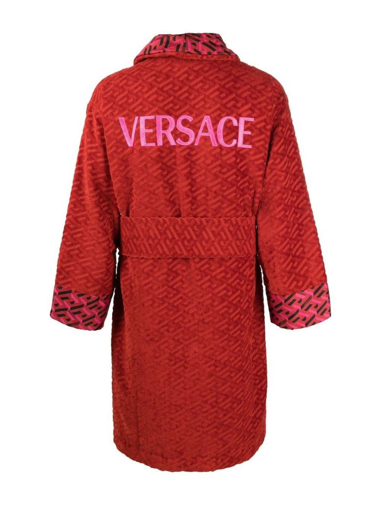 Red Greca Print Robe