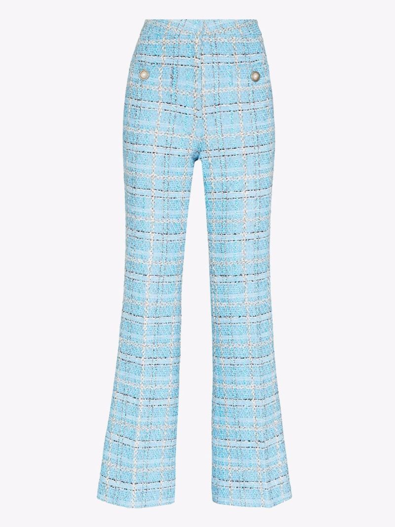 Flared Checked Tweed Trousers