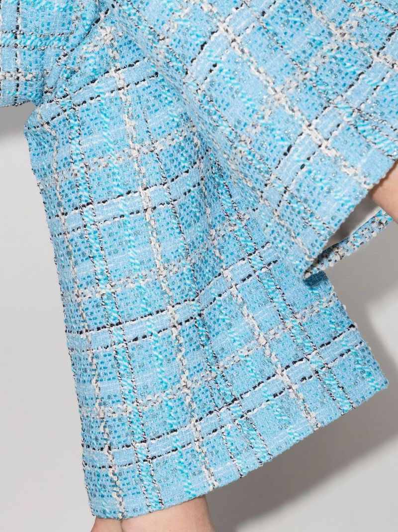 Flared Checked Tweed Trousers