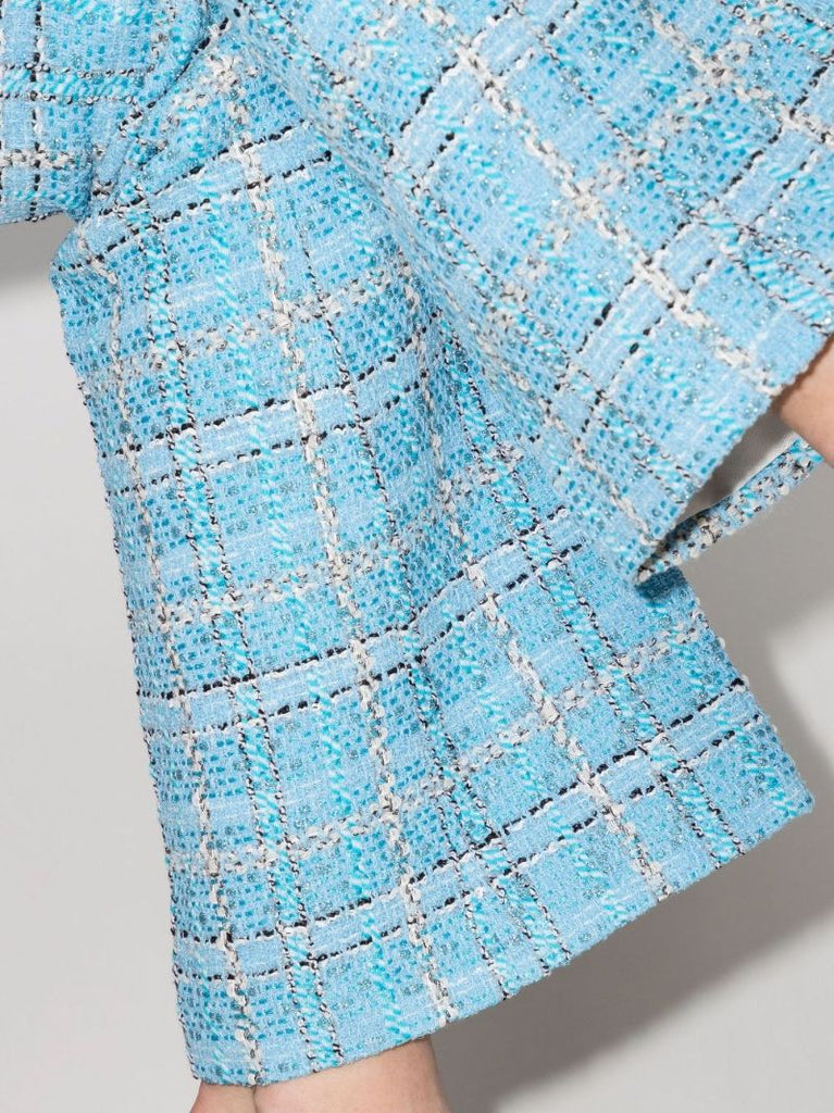 Flared Checked Tweed Trousers