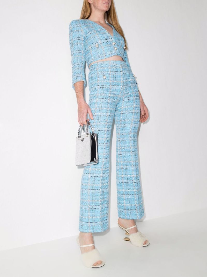 Flared Checked Tweed Trousers