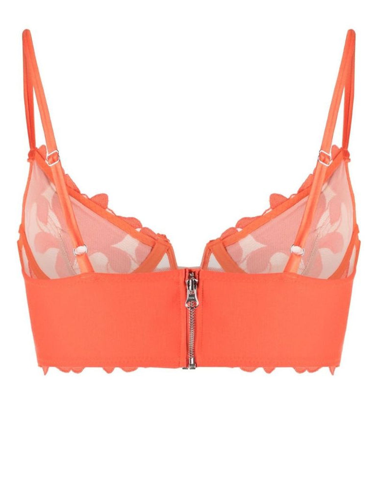 Orange Lily Embroidered Longline Demi Bra