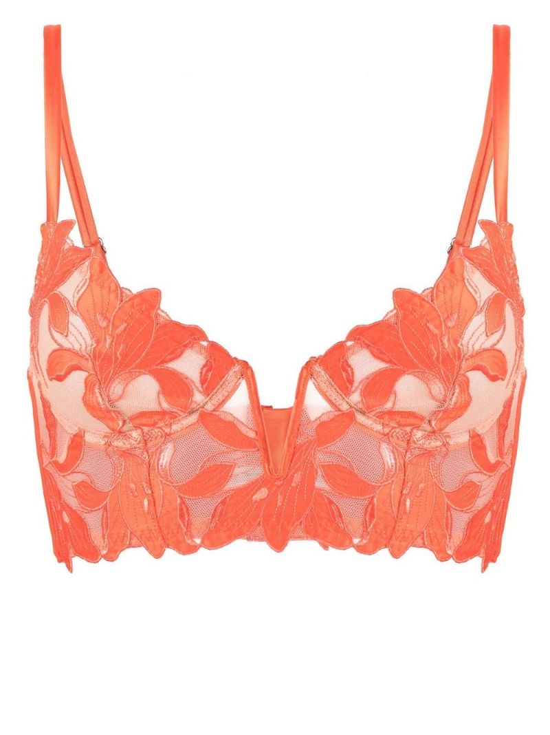 Orange Lily Embroidered Longline Demi Bra