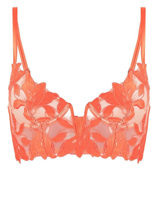 Orange Lily Embroidered Longline Demi Bra