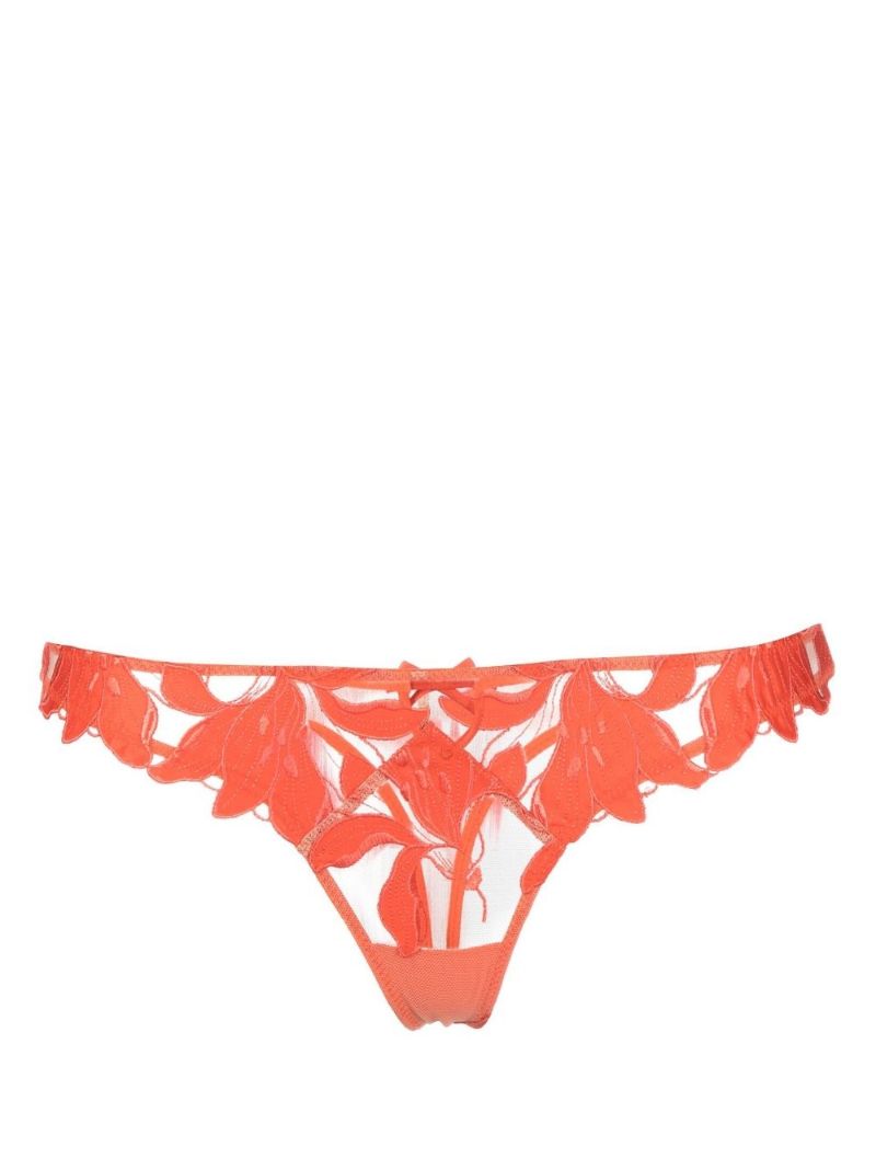 Orange Lily Embroidered Hipster Thong
