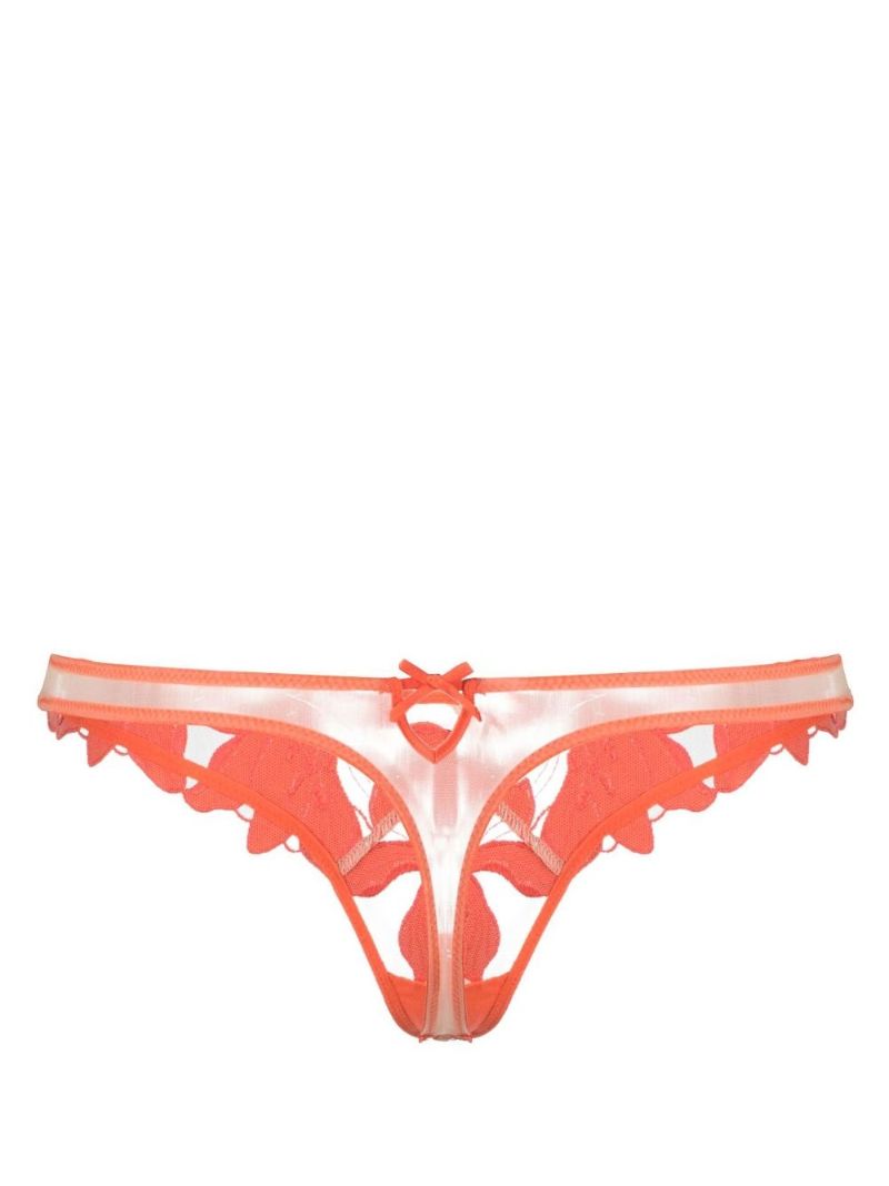 Orange Lily Embroidered Hipster Thong