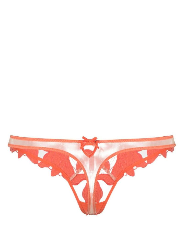 Orange Lily Embroidered Hipster Thong