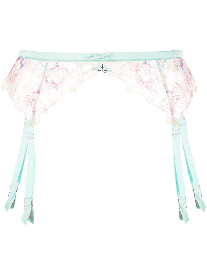Green Pixie Embroidered Garter Belt