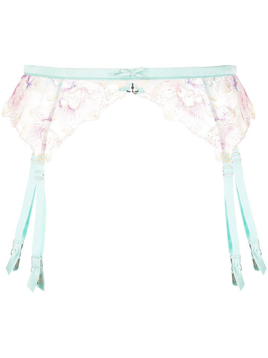Green Pixie Embroidered Garter Belt