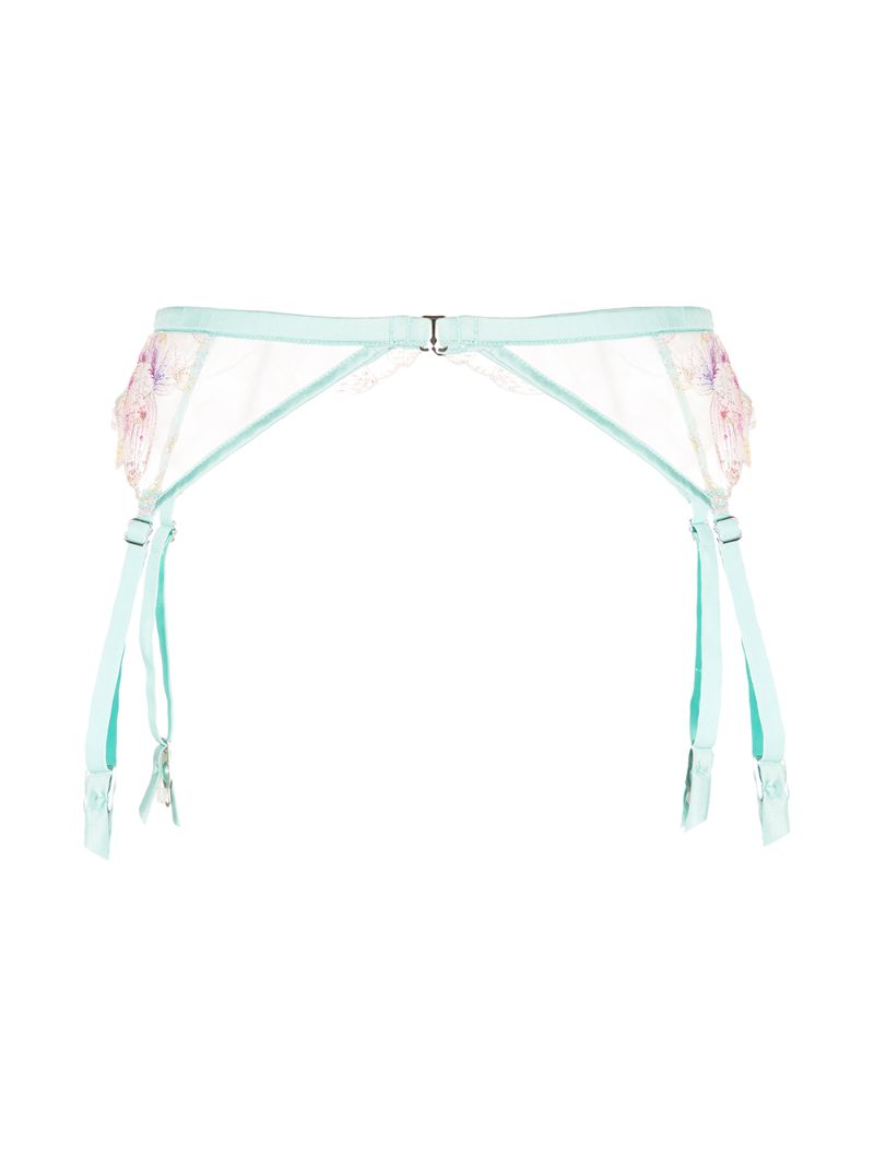 Green Pixie Embroidered Garter Belt