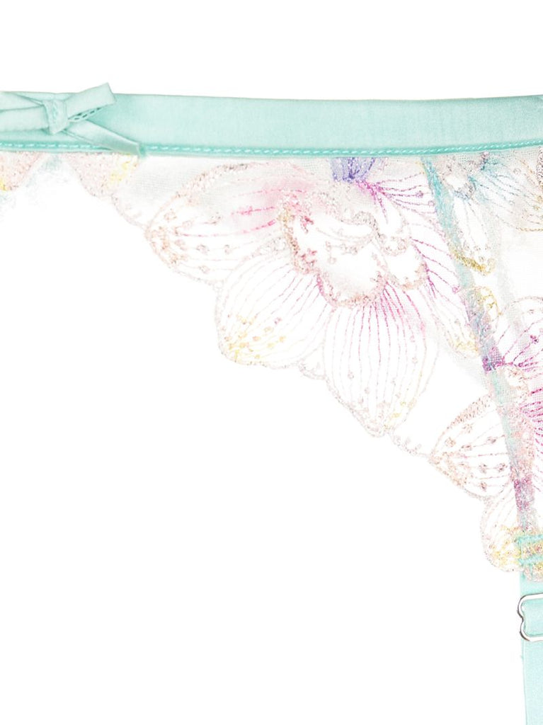 Green Pixie Embroidered Garter Belt