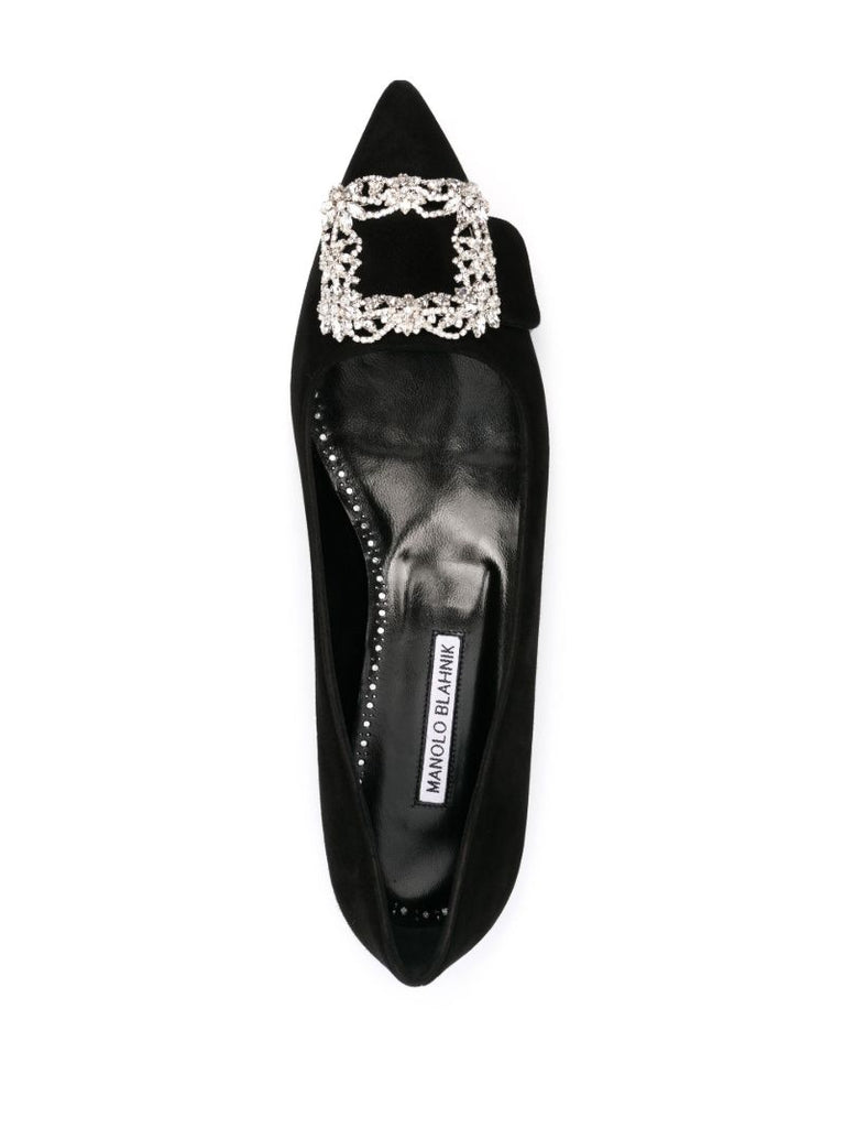 Black Hangisi Crystal-embellished Suede Pumps