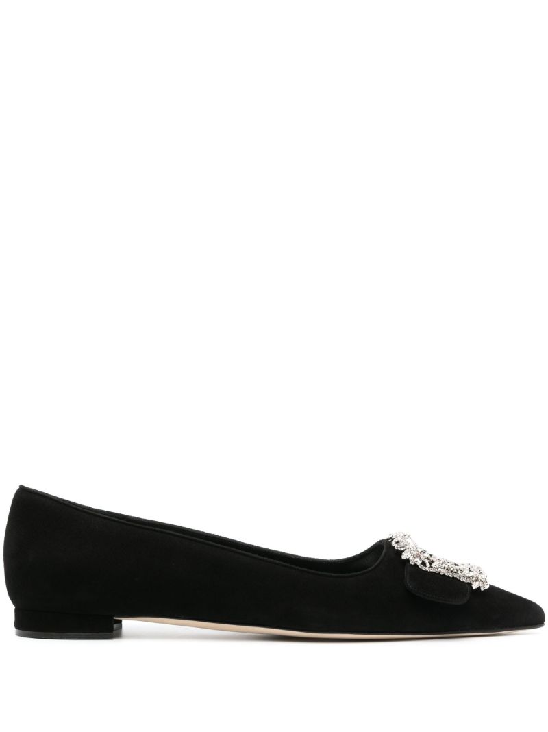 Black Hangisi Crystal-embellished Suede Pumps