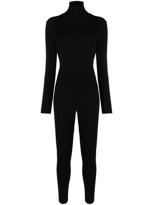 Black High Neck Knitted Jumpsuit