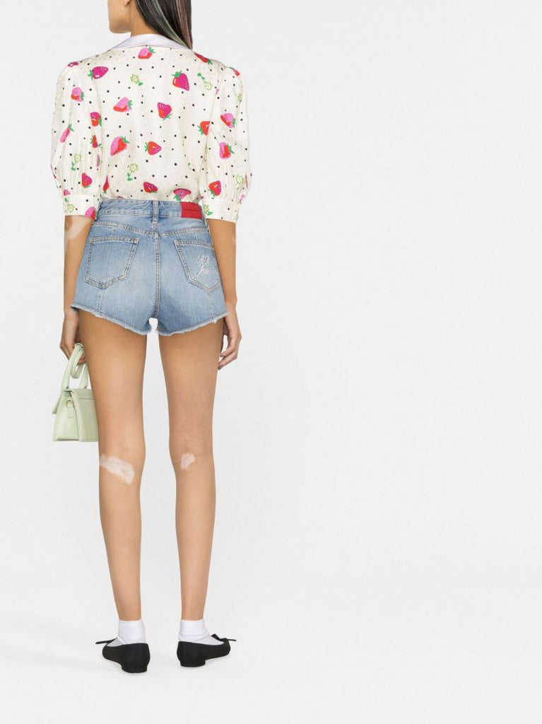 Blue High-rise Denim Shorts