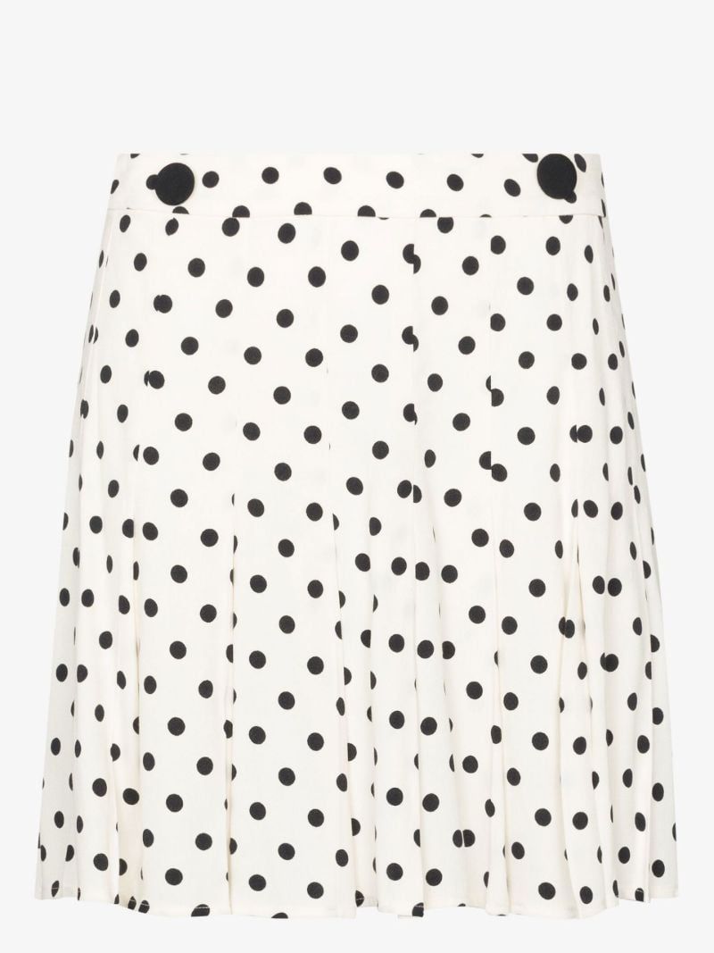 White and Black Portia Pleated Polka Dot Mini Skirt