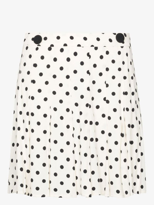 White and Black Portia Pleated Polka Dot Mini Skirt