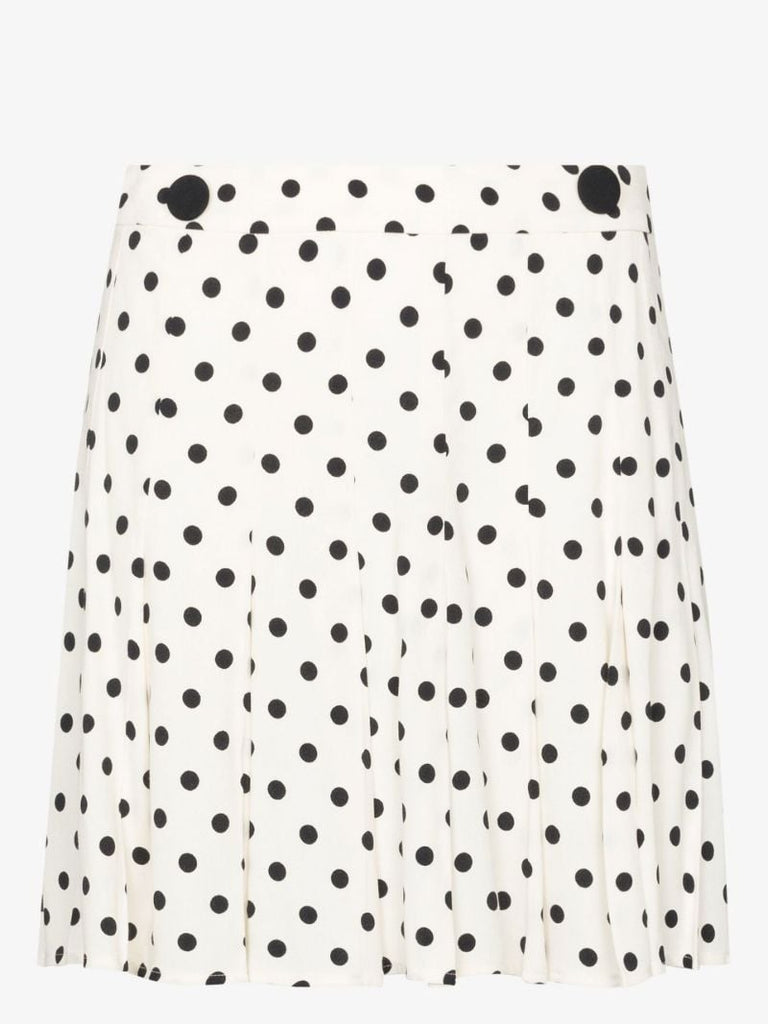 White and Black Portia Pleated Polka Dot Mini Skirt