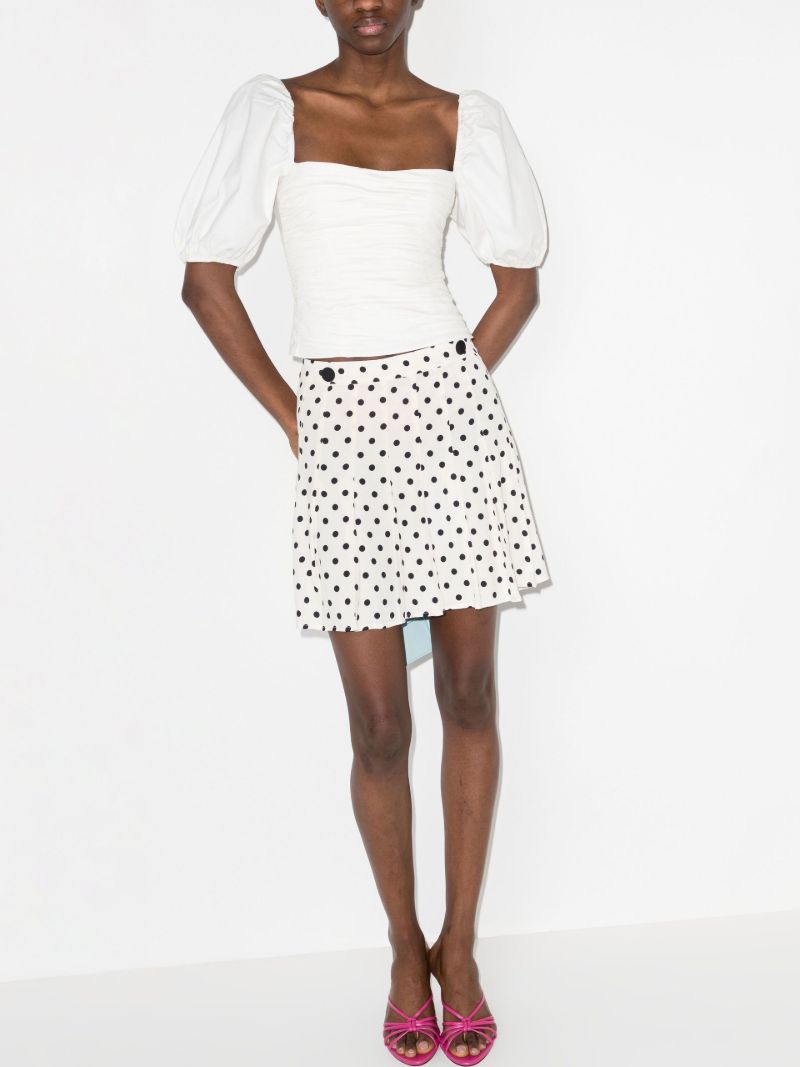 White and Black Portia Pleated Polka Dot Mini Skirt