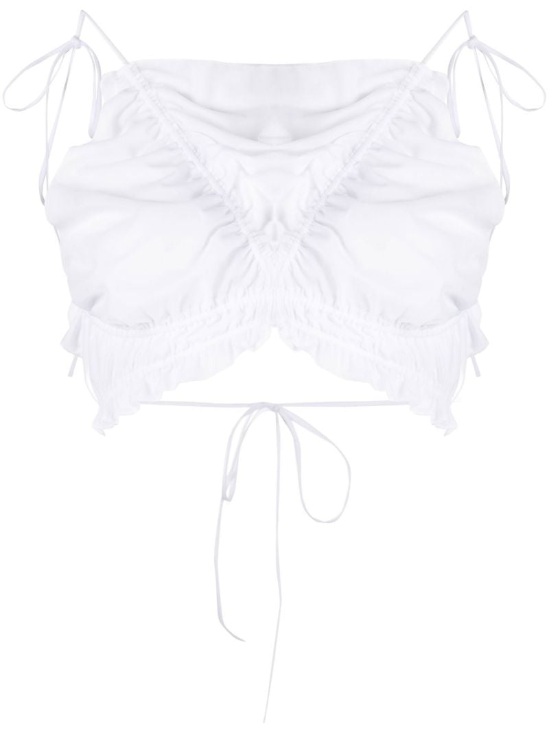 White Ravioli Backless Crop Top