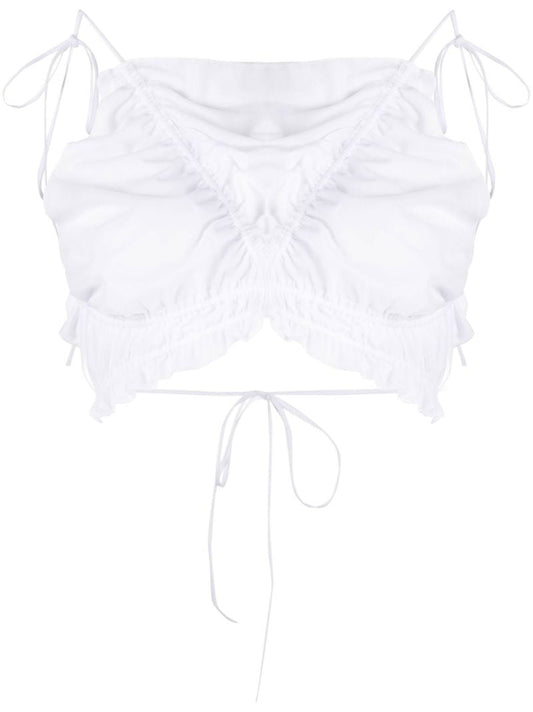 White Ravioli Backless Crop Top
