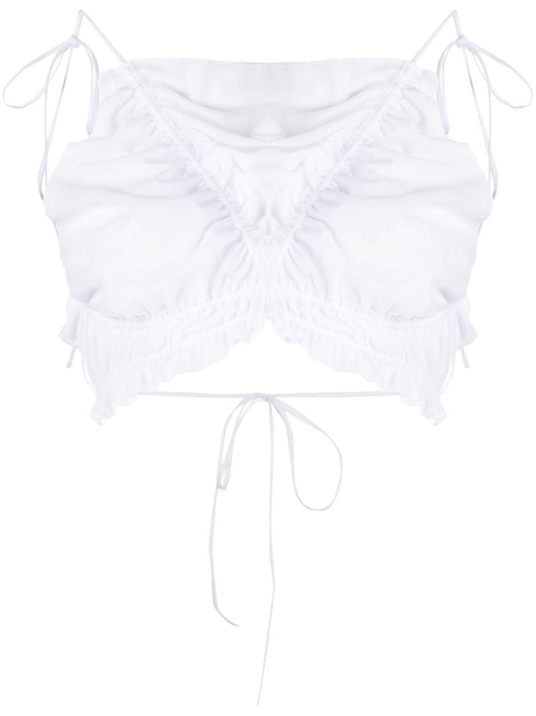 White Ravioli Backless Crop Top
