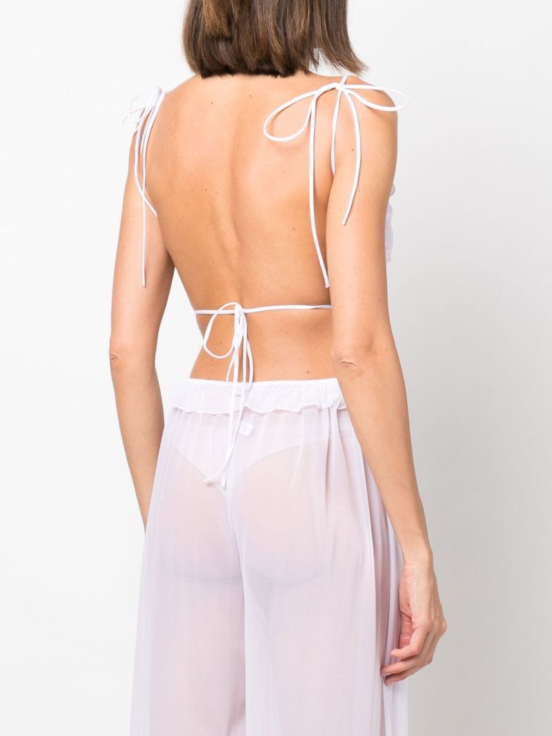 White Ravioli Backless Crop Top
