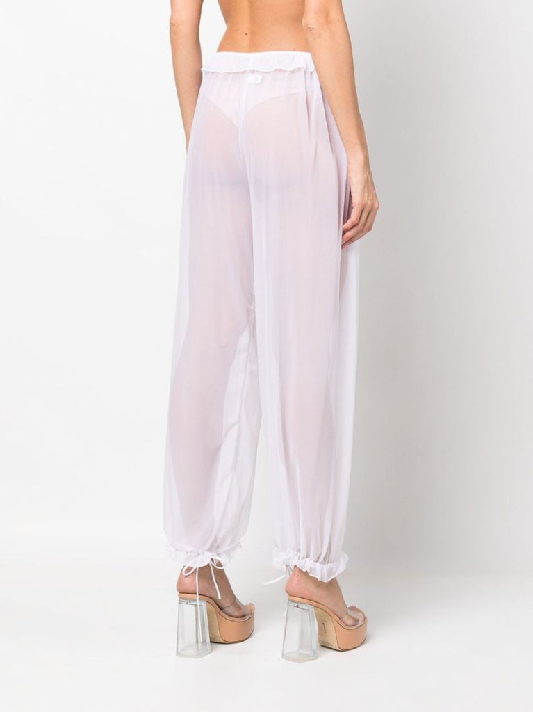 White Ravioli Mesh Trousers