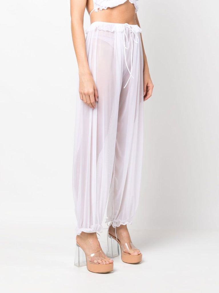 White Ravioli Mesh Trousers