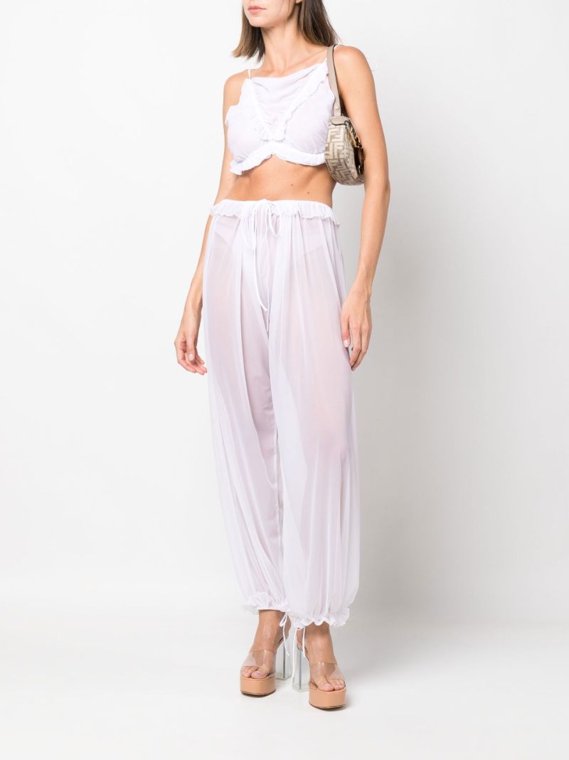 White Ravioli Mesh Trousers