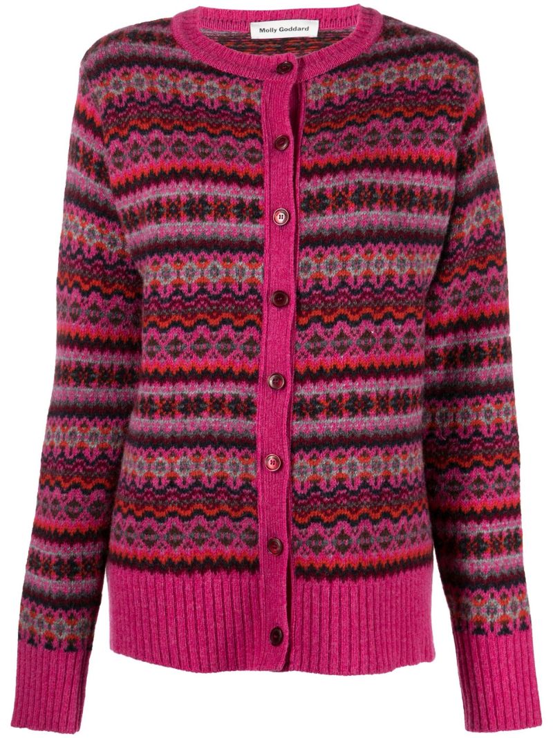 Pink Calum Fair Isle Cardigan