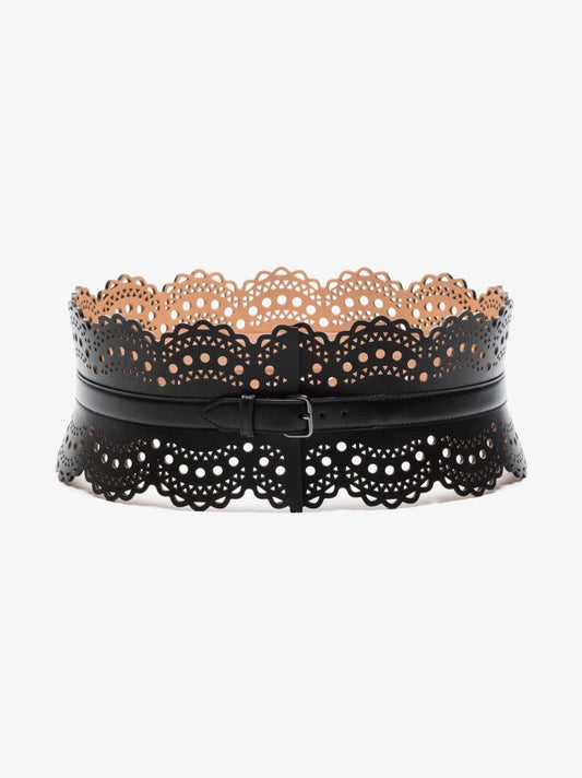 Black Vienne Leather Corset Belt