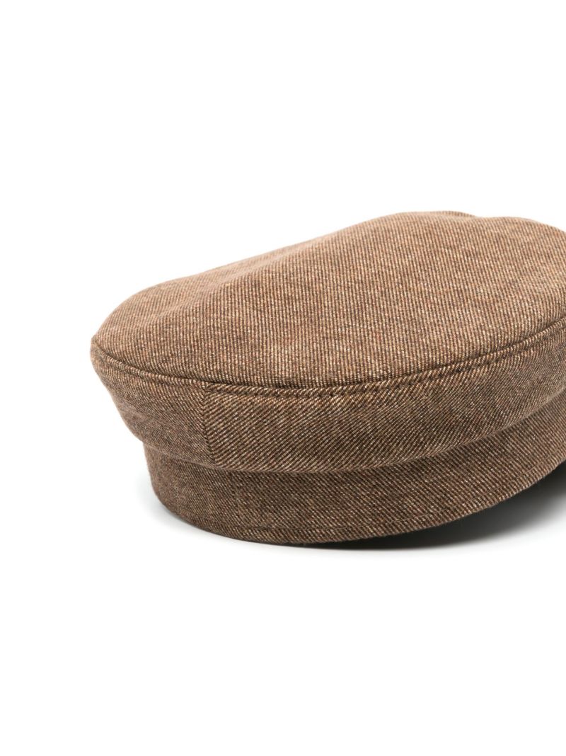 Brown Straw Embroidered Monogram Baker Boy Hat