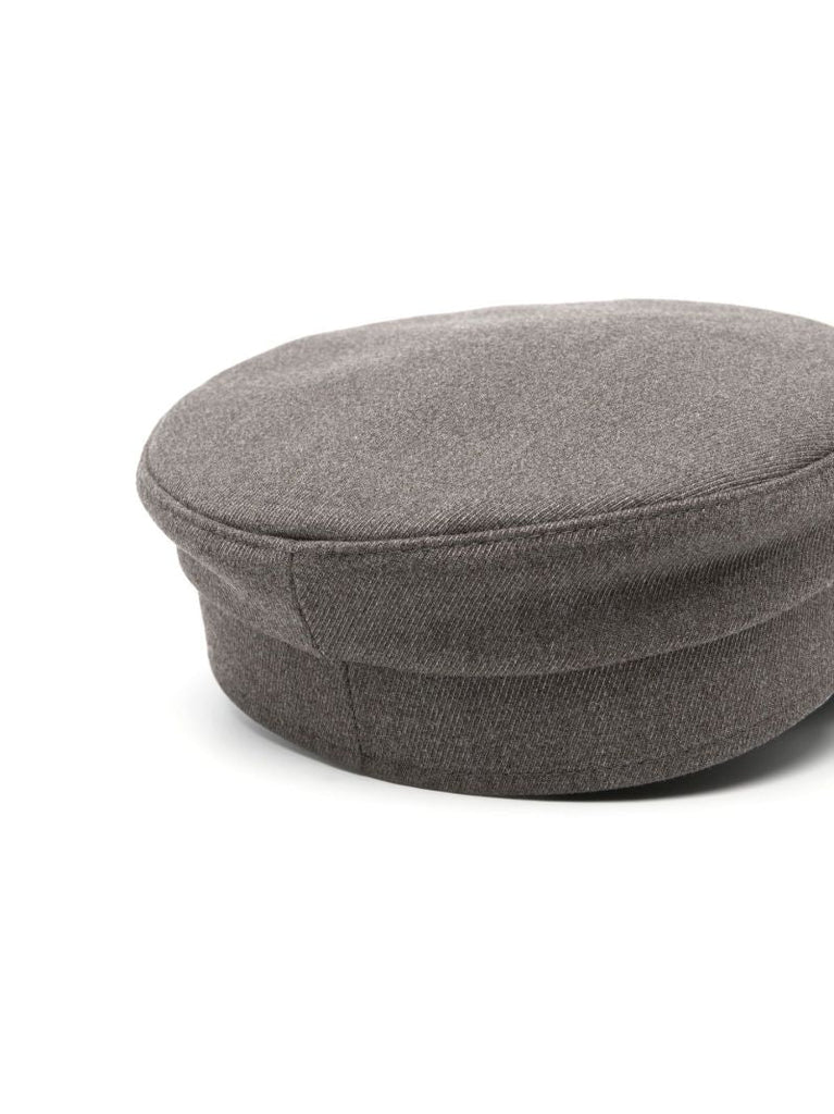 Grey Embellished Logo Baker Boy Hat