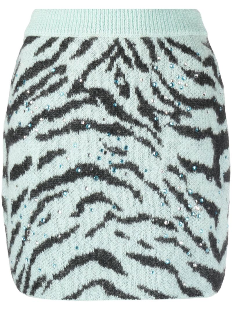 Blue Crystal Zebra Stripe Mini Skirt