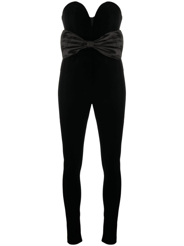 Black Belted Velvet Jumpsuit