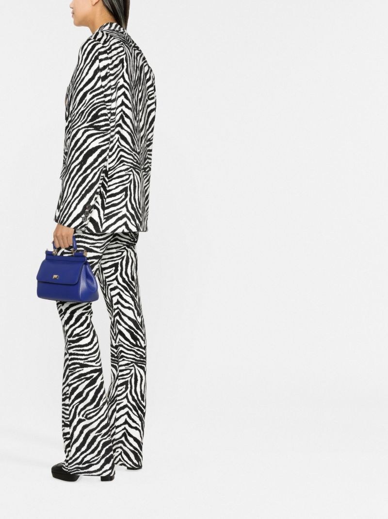 Black Zebra Print Single-breasted Velvet Blazer