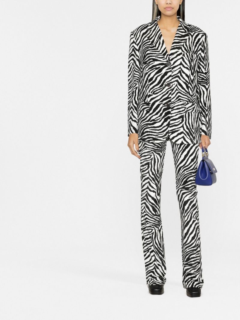 Black Zebra Print Single-breasted Velvet Blazer