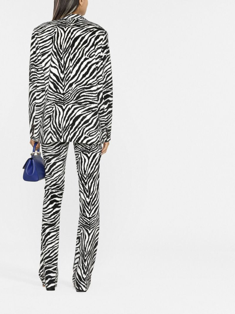 Black Zebra Print Single-breasted Velvet Blazer